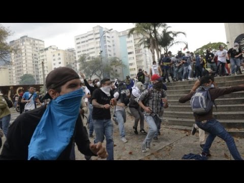 protesters and police clash