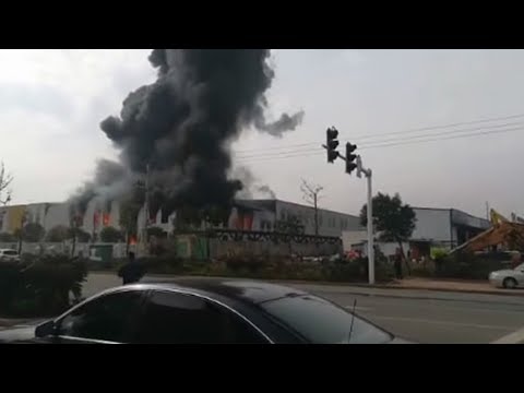 huge fire breaks out at factory