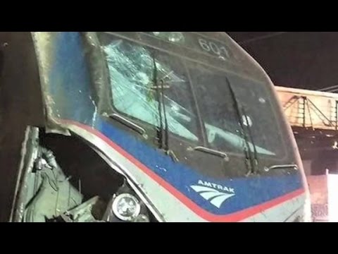 investigators looking at marking on amtrak 188 train