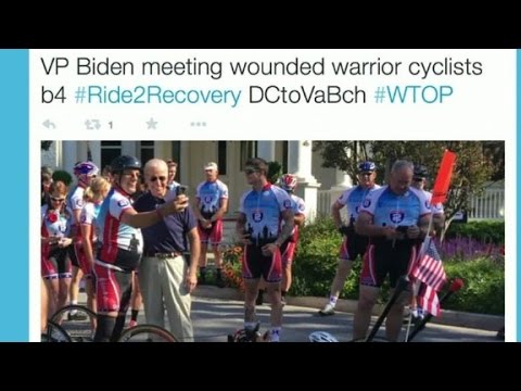 biden stops for pictures with vets