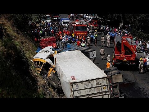 over 20 dead in bus and lorry crash