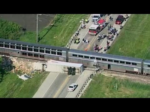 amtrak train collides with truck